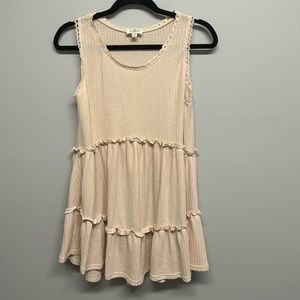 Umgee Waffle Knit Tunic With Ruffles (Size M)